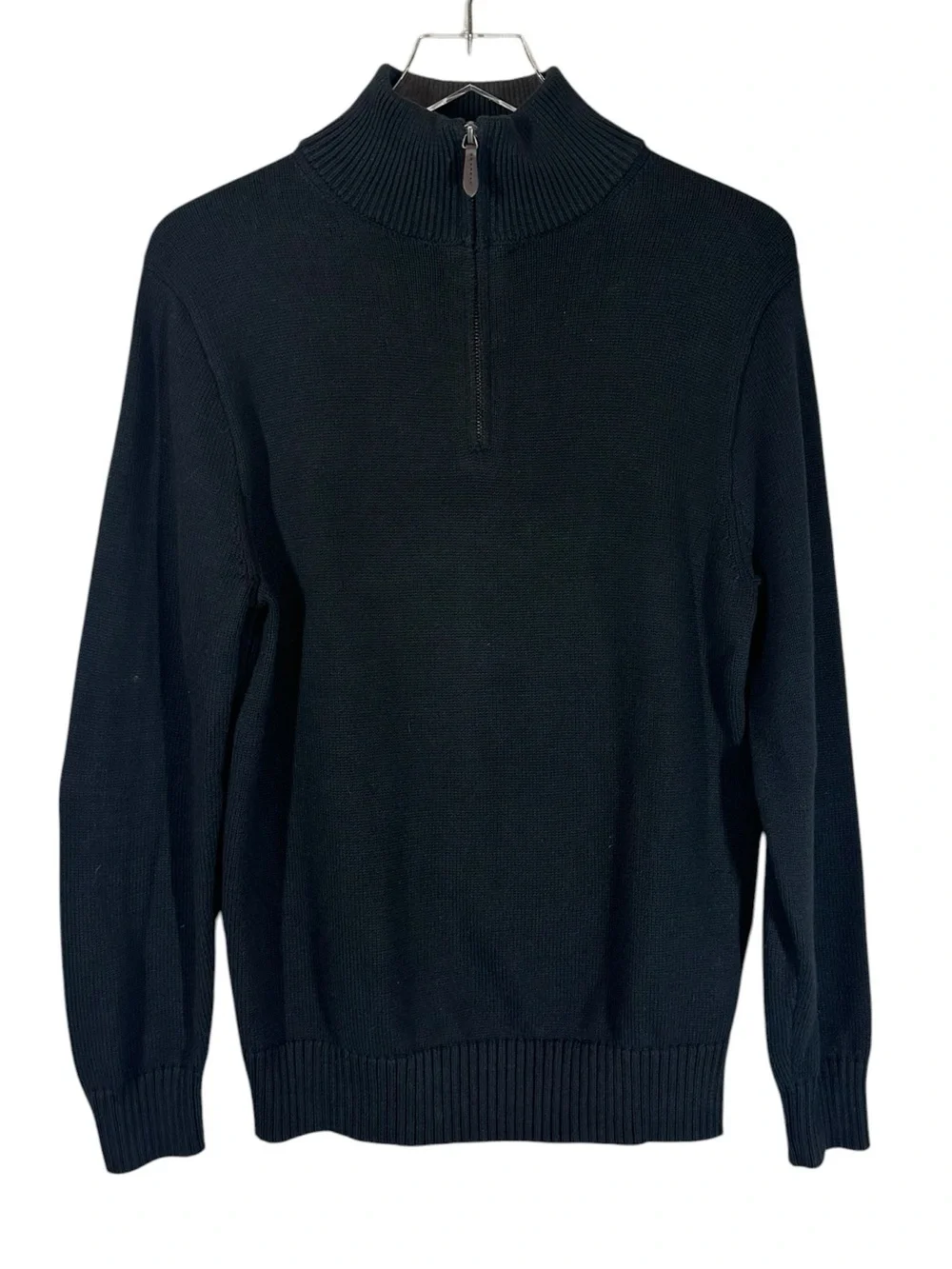 KNIT for J.CREW Men's Small Black 1/4 Zip Pullover Cotton Sweater